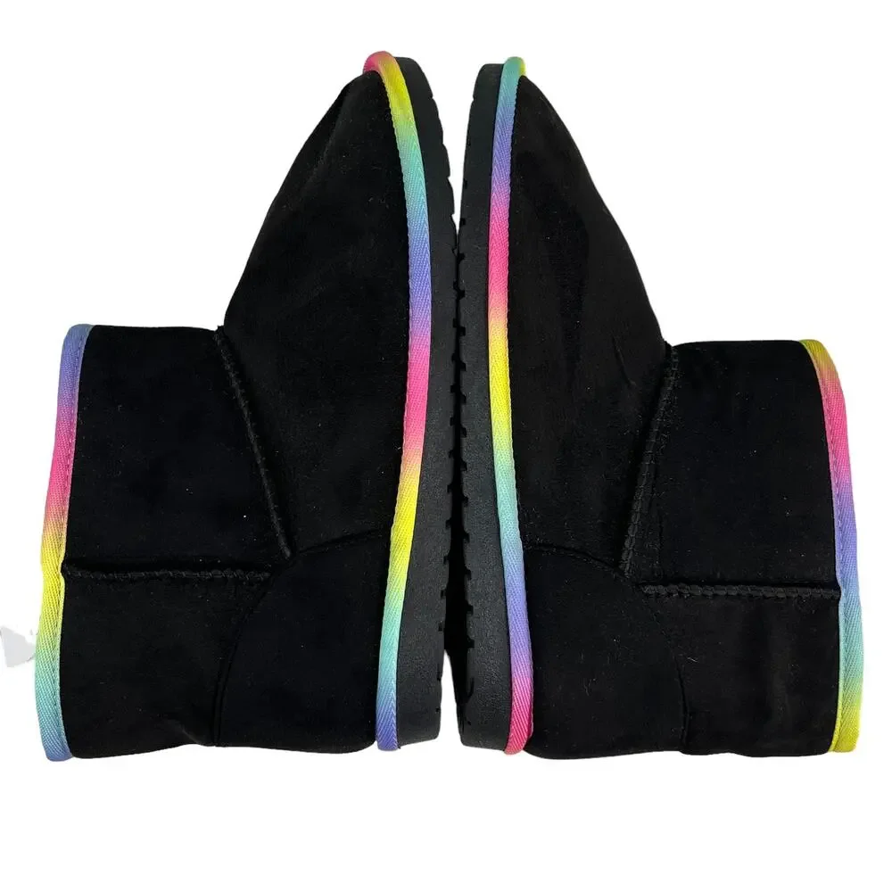 Children's Place Girls Rainbow Low Faux Suede Black Booties 4 New